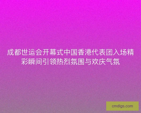 成都世运会开幕式中国香港代表团入场精彩瞬间引领热烈氛围与欢庆气氛