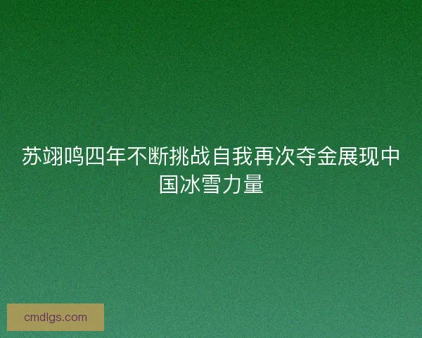 苏翊鸣四年不断挑战自我再次夺金展现中国冰雪力量